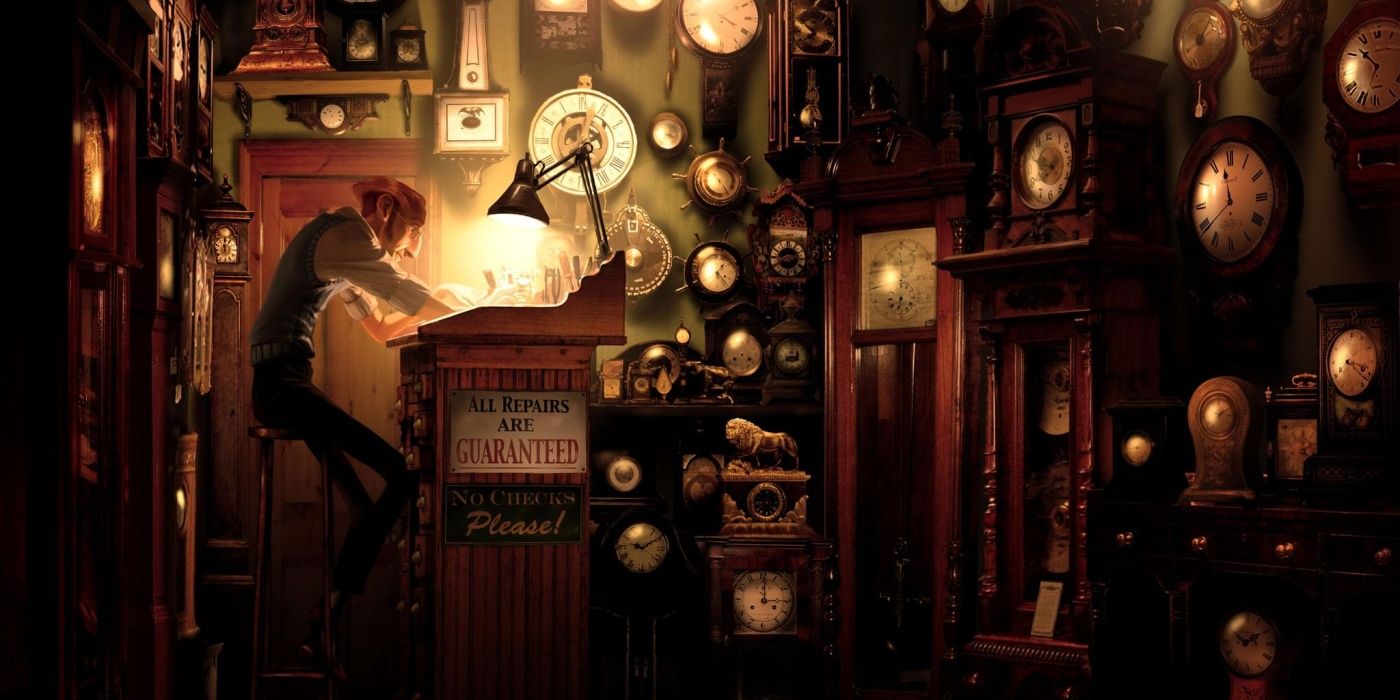 The Clock Shop in Tick Tock Tale shows all the clocks