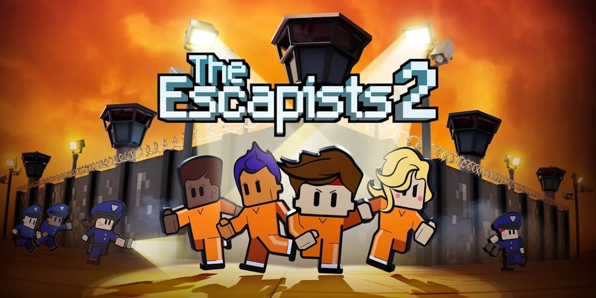 The characters of The Escapists 2 run from a prison