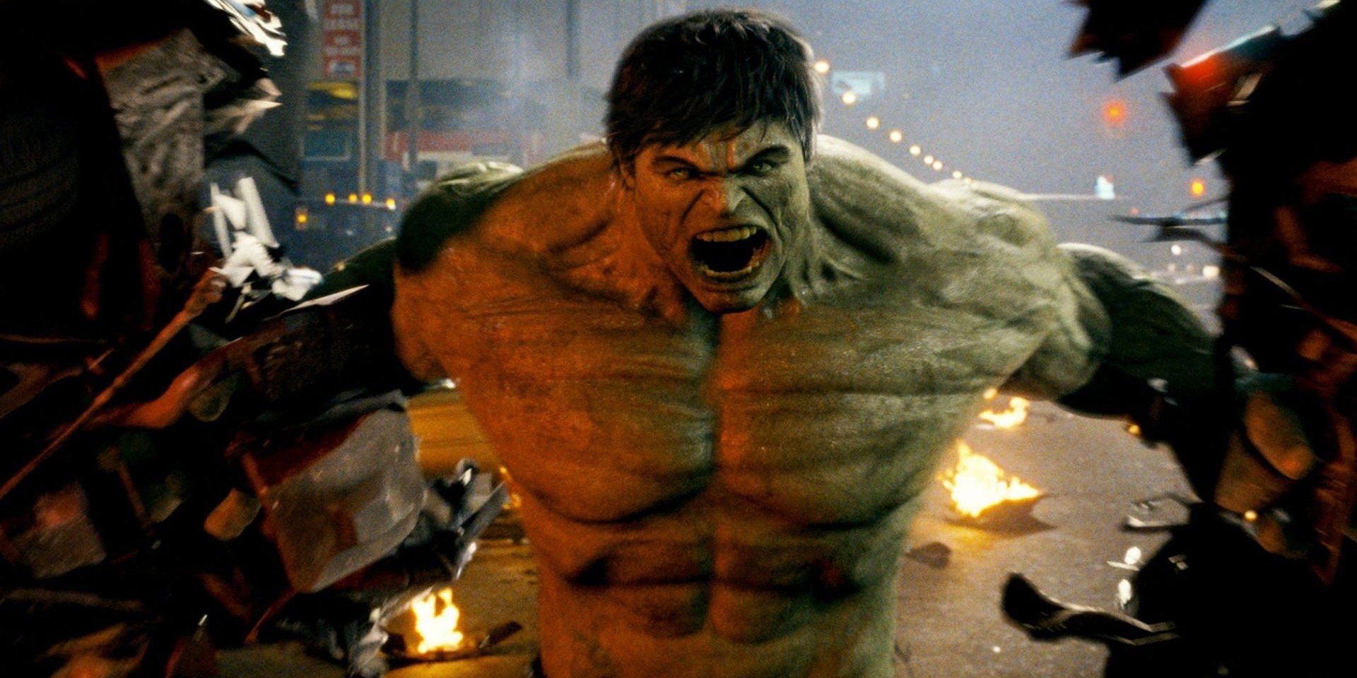 The Hulk ripping a car apart in The Incredible Hulk (2008)