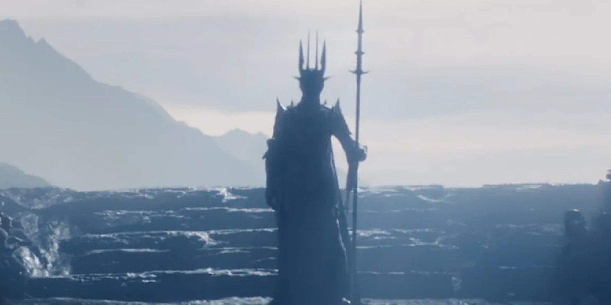 Sauron with his sword in The Lord of the Rings The Rings of Power 