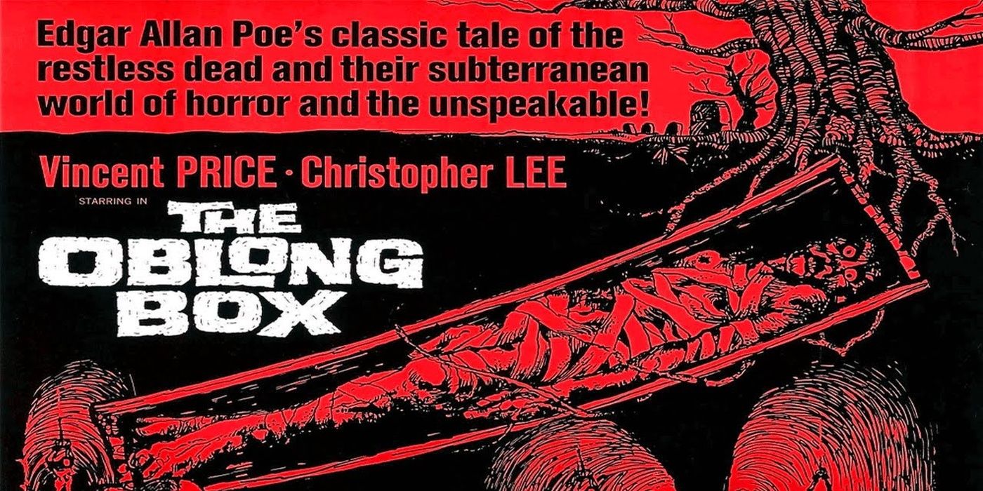 A corpse screams on the title card for The Oblong Box