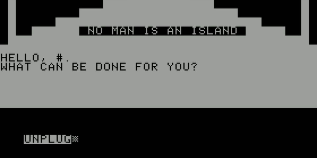 Text appears on the screen in the 1980 video game The Prisoner