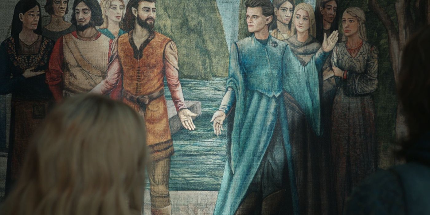 Um mural da Escolha de Elros e Elrond