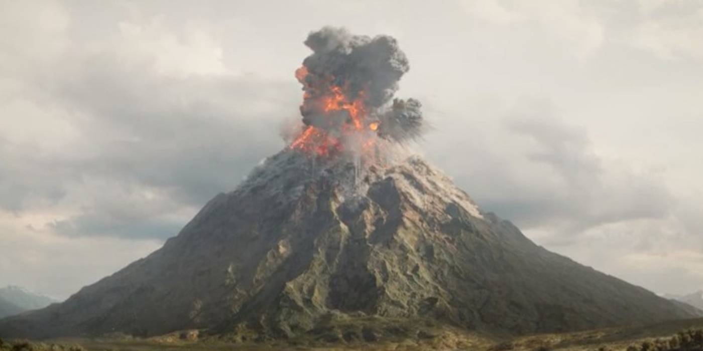 Montanha da Perdição entra em erupção em Os Anéis de Poder (Reprodução / Prime Video)