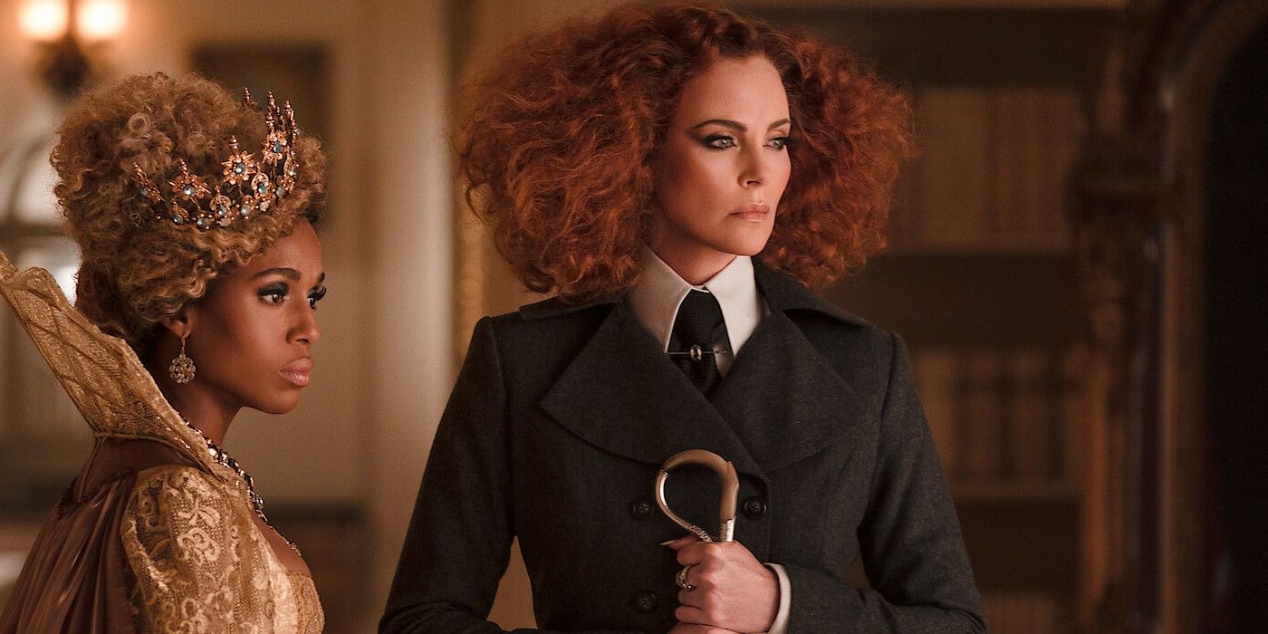 Charlize Theron and Kerry Washington standing together in The School For Good And Evil