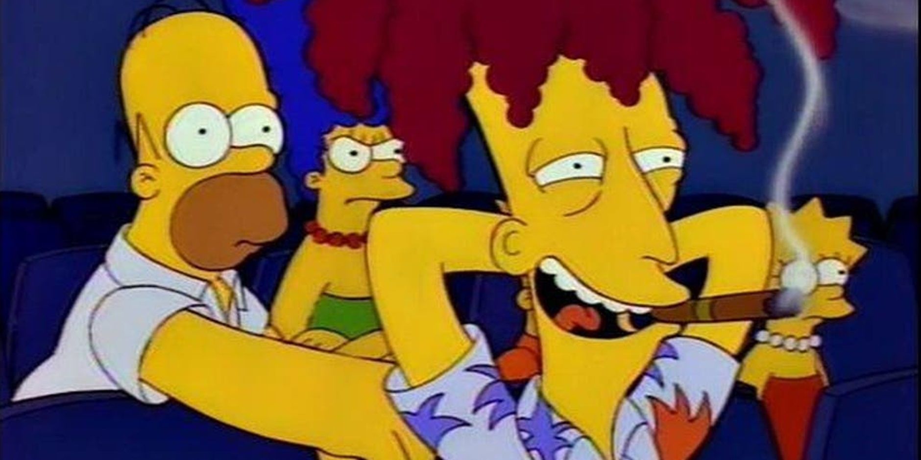 Os Simpsons veem Sideshow Bob em um cinema em Os Simpsons