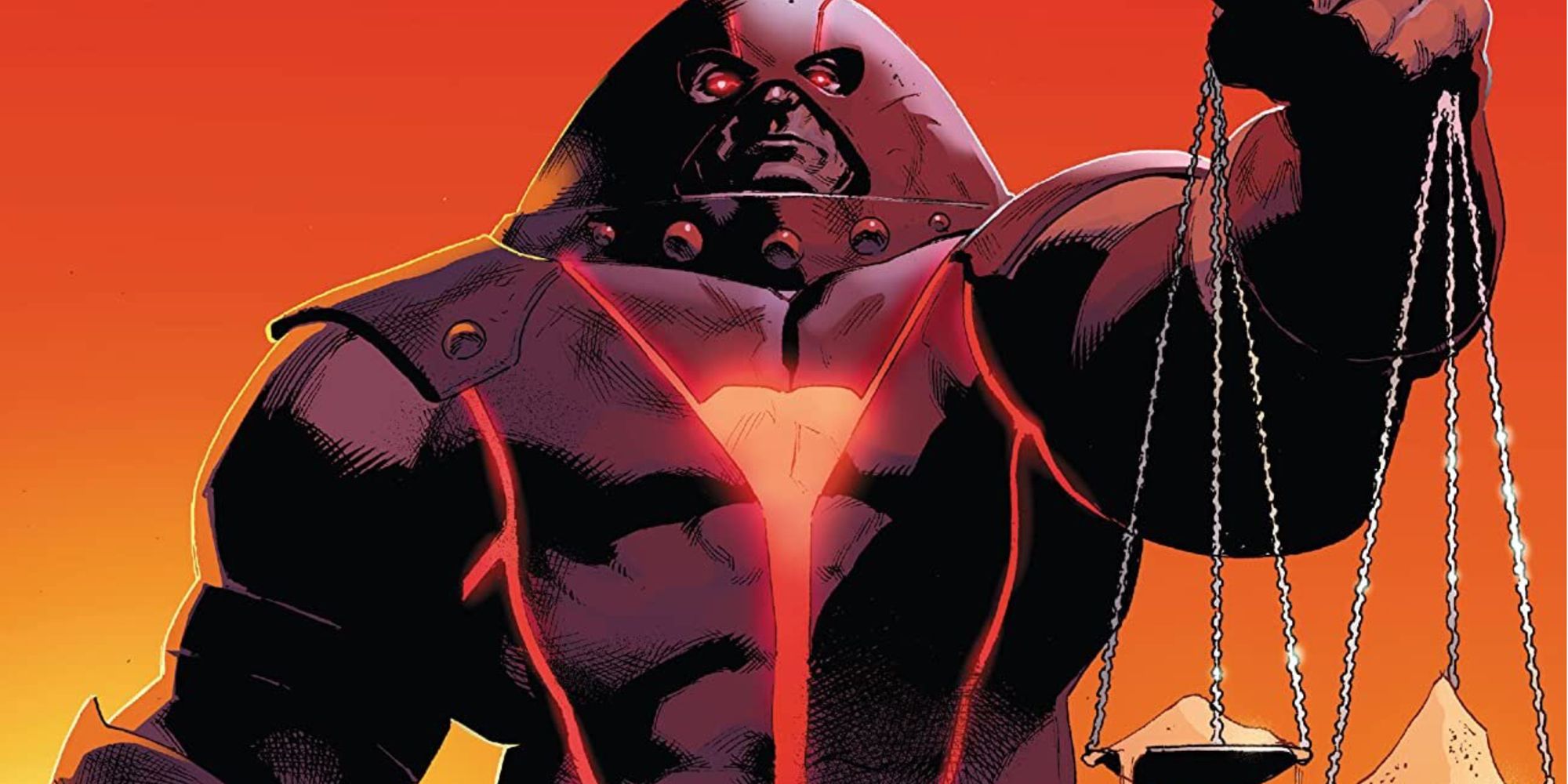 Juggernaut looms while holding a scale from Marvel Comics 