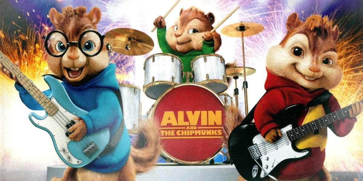 A capa do videogame rítmico Alvin and the Chipmunks se encaixa