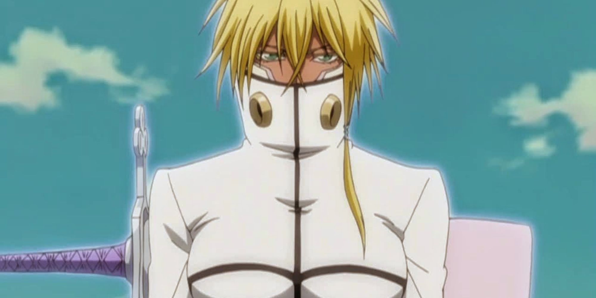 Tier Harribel olhando para a câmera em Bleach.