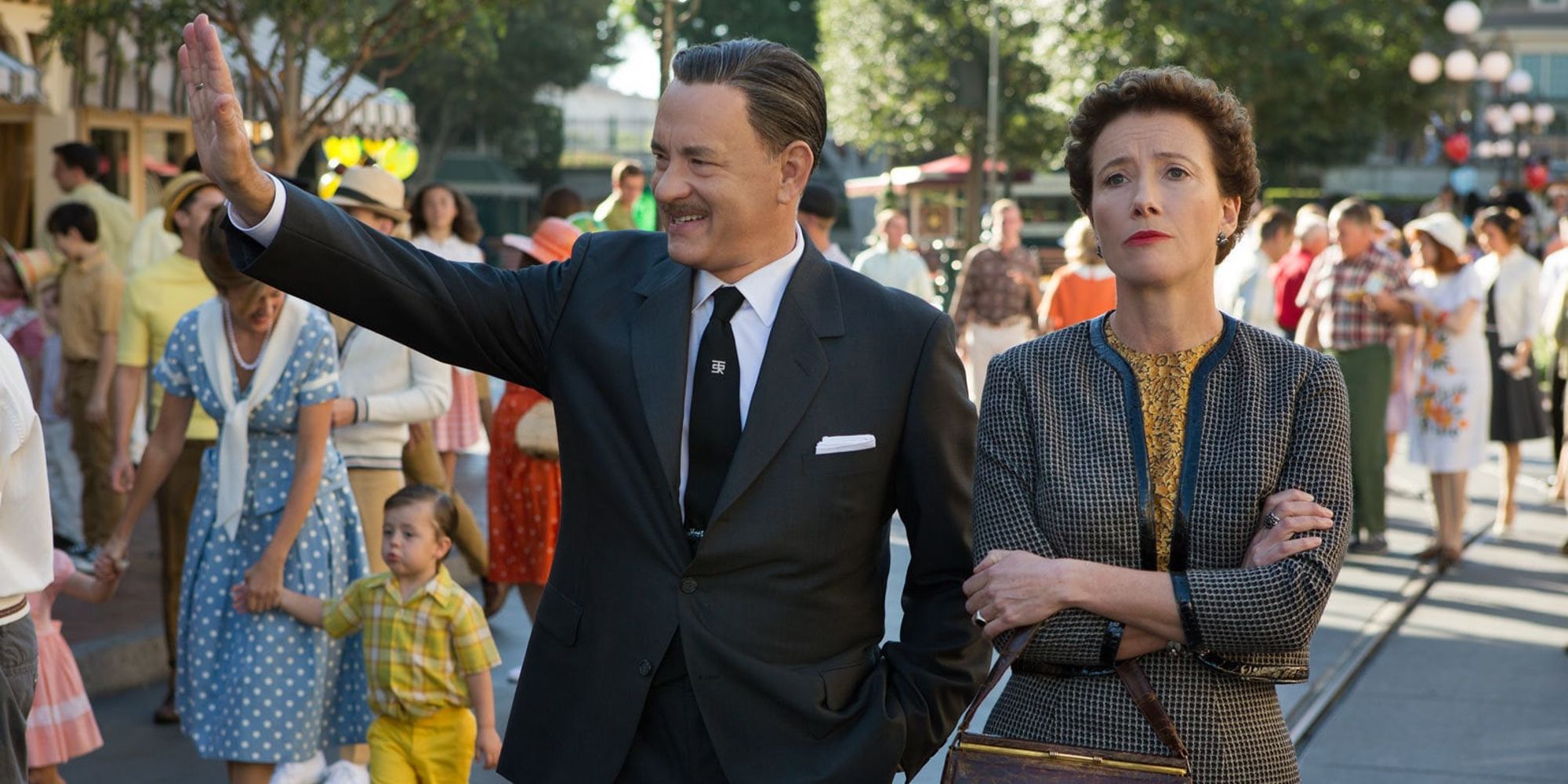 Tom Hanks and Emma Thompson as Walt Disney and P.L. Travers in Saving Mr. Banks (2013)