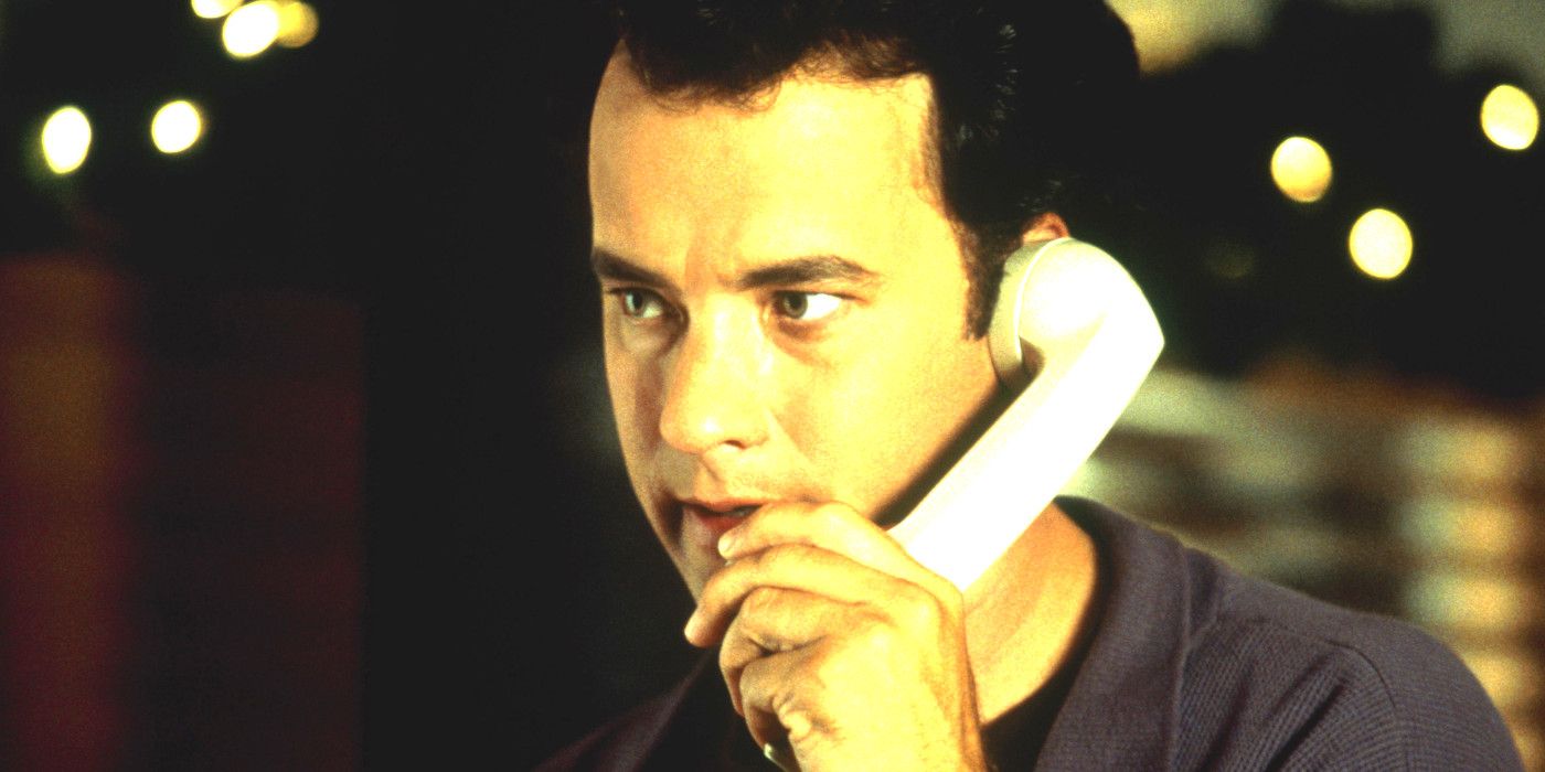 Tom Hanks in Sleepless in Seattle talking on a landline phone.