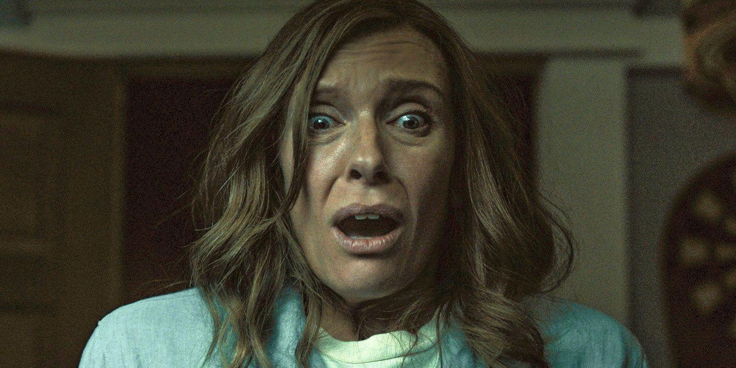 Toni Collette looks horrified in Hereditary
