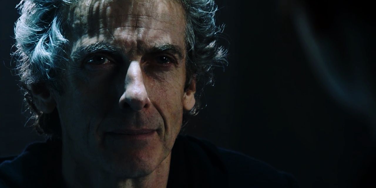 Twelfth Doctor with tears in his eyes in Doctor Who