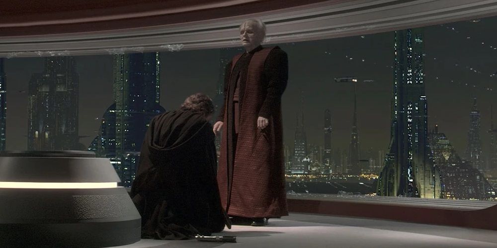 Vader pledges himself to Palpatine in Revenge of the Sith