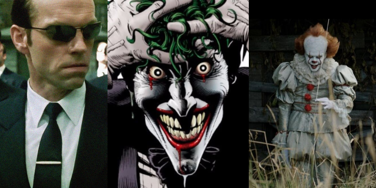 Split Image of Agent Smith, Joker, and Pennywise