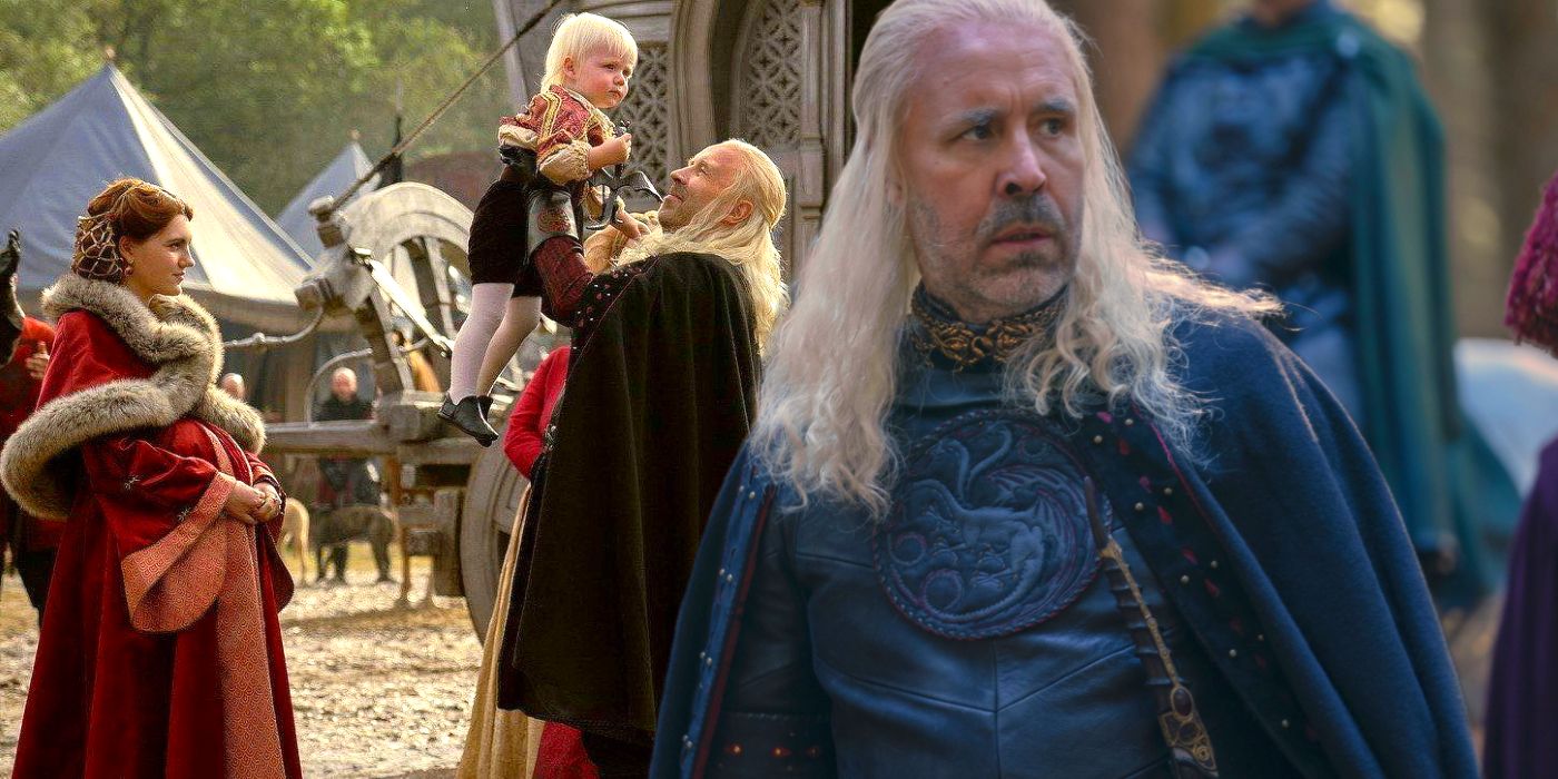 Viserys and Alicent with Aegon in House of the Dragon