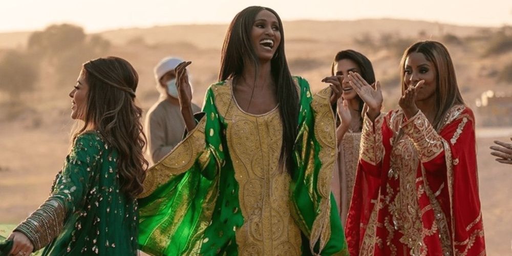 Women having a laugh in the desert in The Real Housewives Of Dubai
