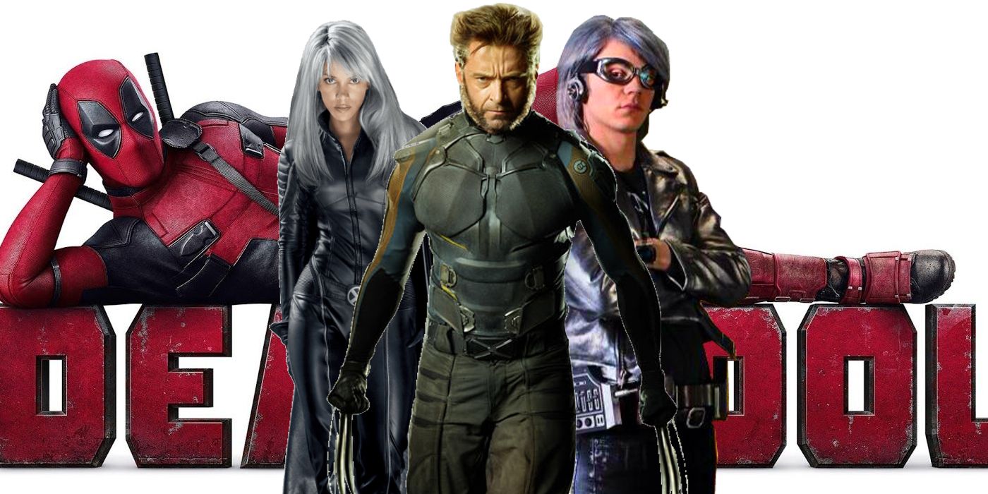 Deadpool poster with Hugh Jackman's Wolverine, Halle Berry's Storm, and Evan Peters's Quicksilver