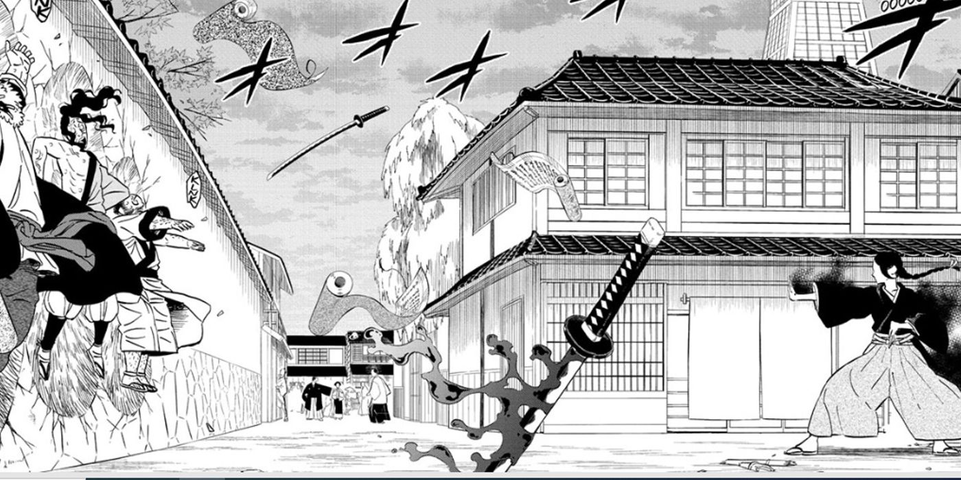 A irmã de Yami, Ichika, mata alguns bandidos aleatórios em Hino Country in Black Clover capítulo 338
