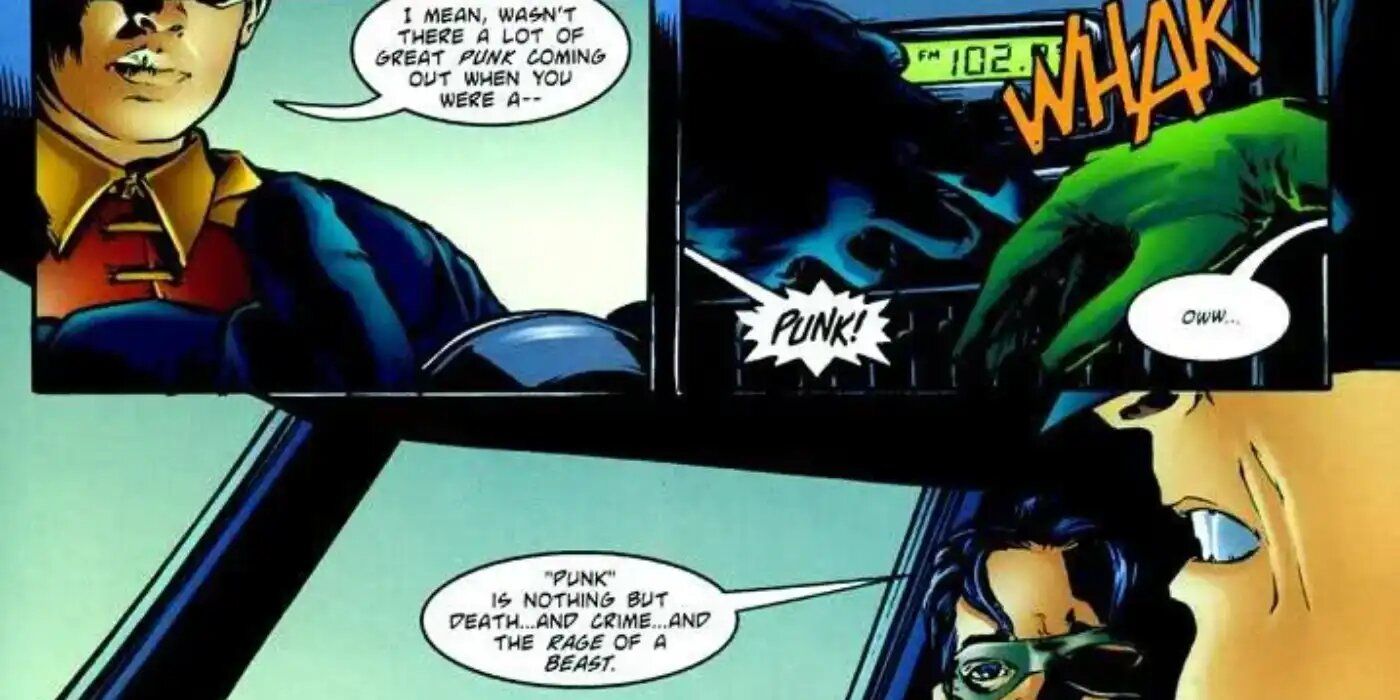 Batman dá um tapa na mão de Robin