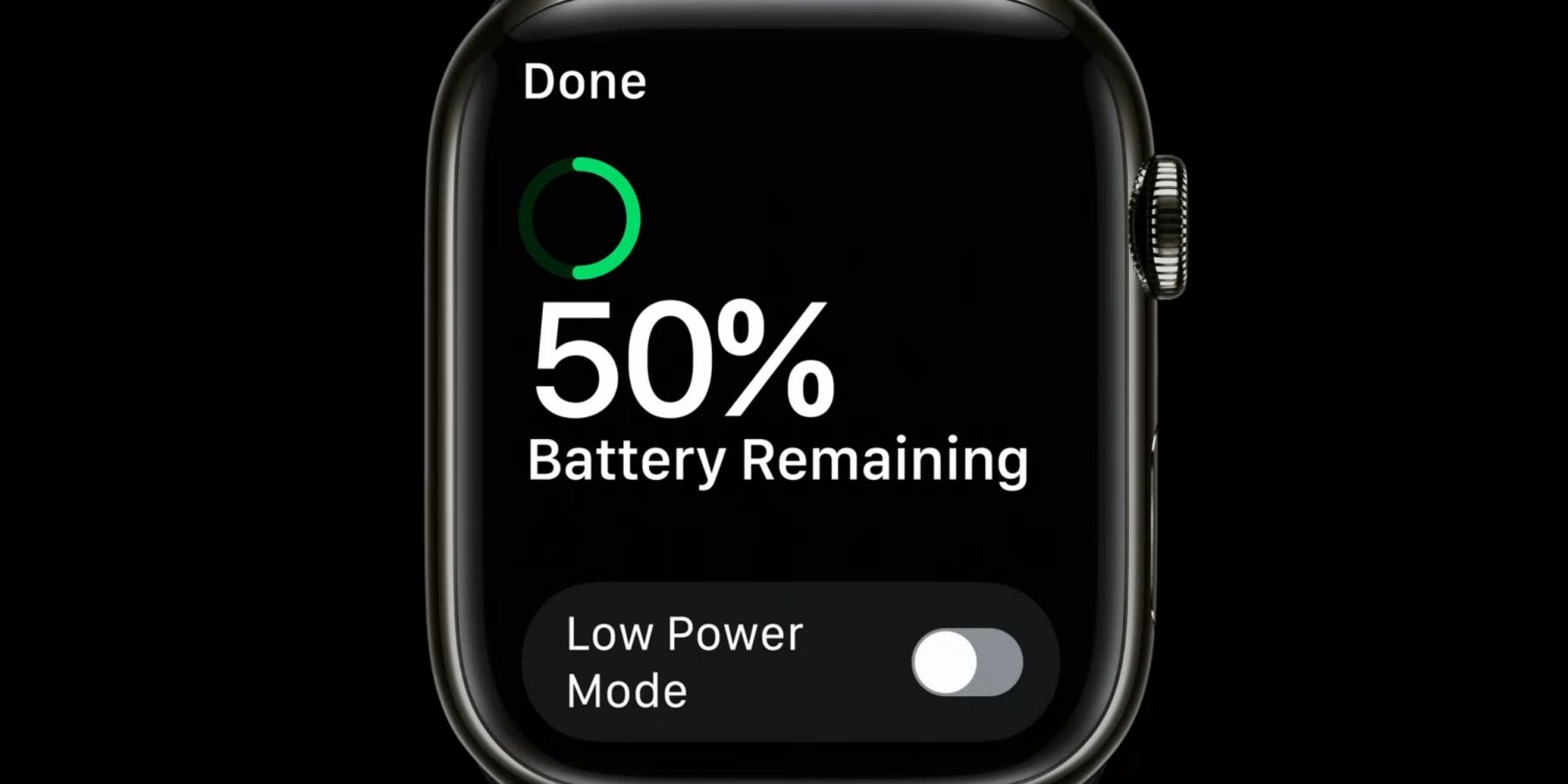 Configuração do modo de baixo consumo de energia no Apple Watch 