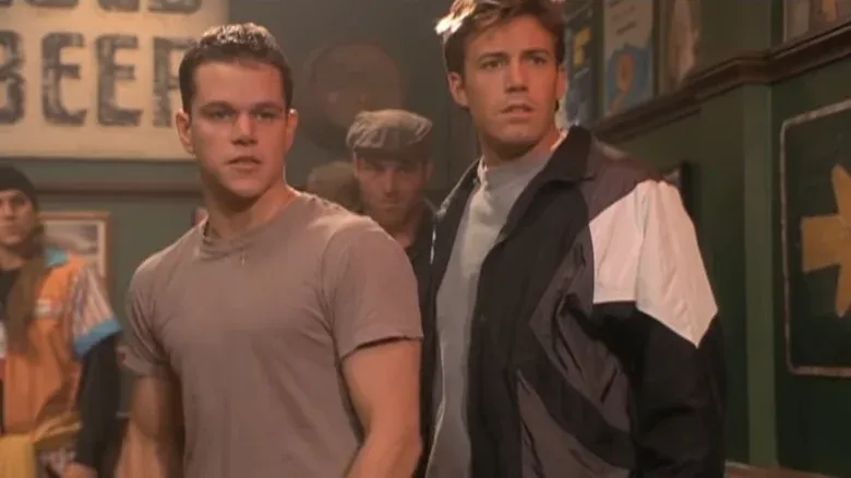Young Ben Affleck and Matt Damon in Jay and Silent Bob Strike back, looking befuddled.