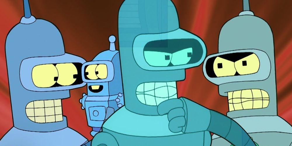 A Bender collage from Futurama is shown