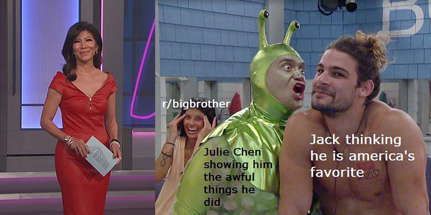 Spit image of Julie Chen and a meme about Big Brother featuring Jack.