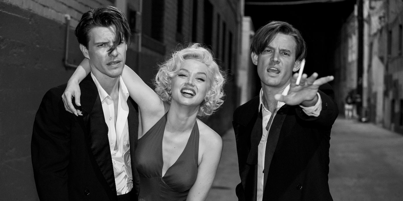 Cass, Marilyn, and Eddy laughing and having a good time in Blonde.