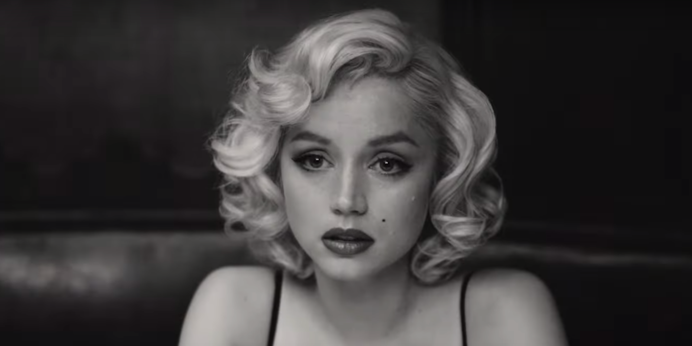 Marilyn looking sad in Blonde