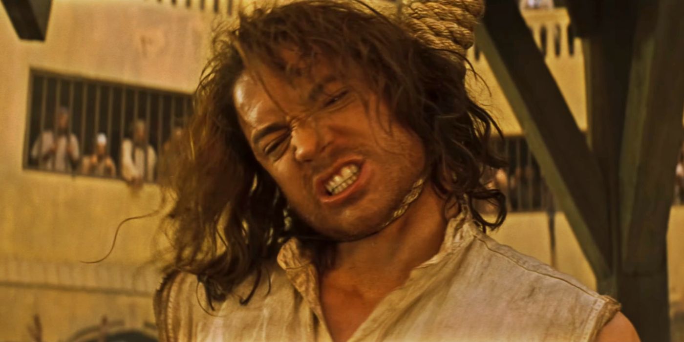 Rick O'Connell (Brendan Fraser) choking in 1999's The Mummy.