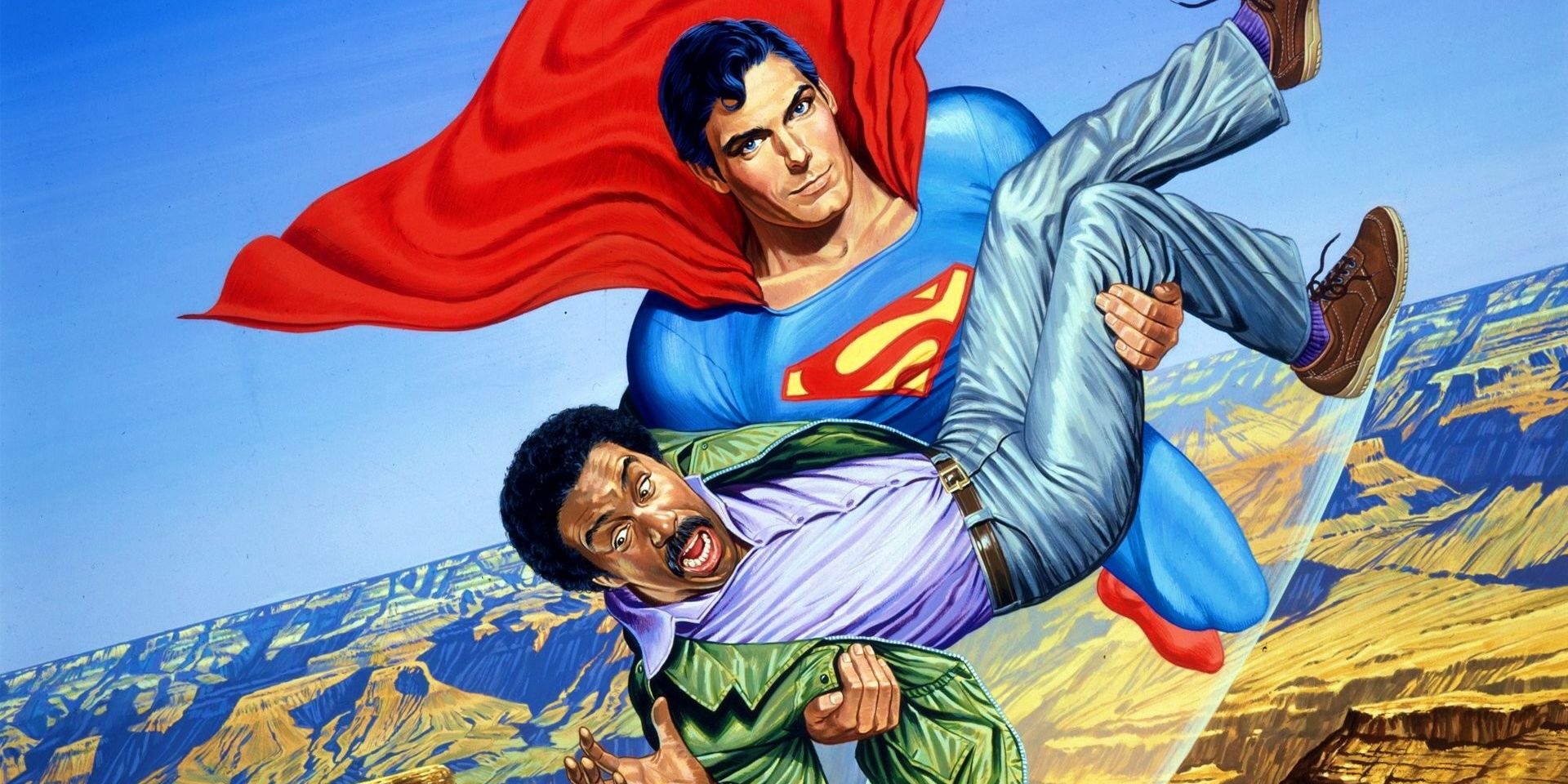 christopher reeve and richard pryor in superman 3 poster