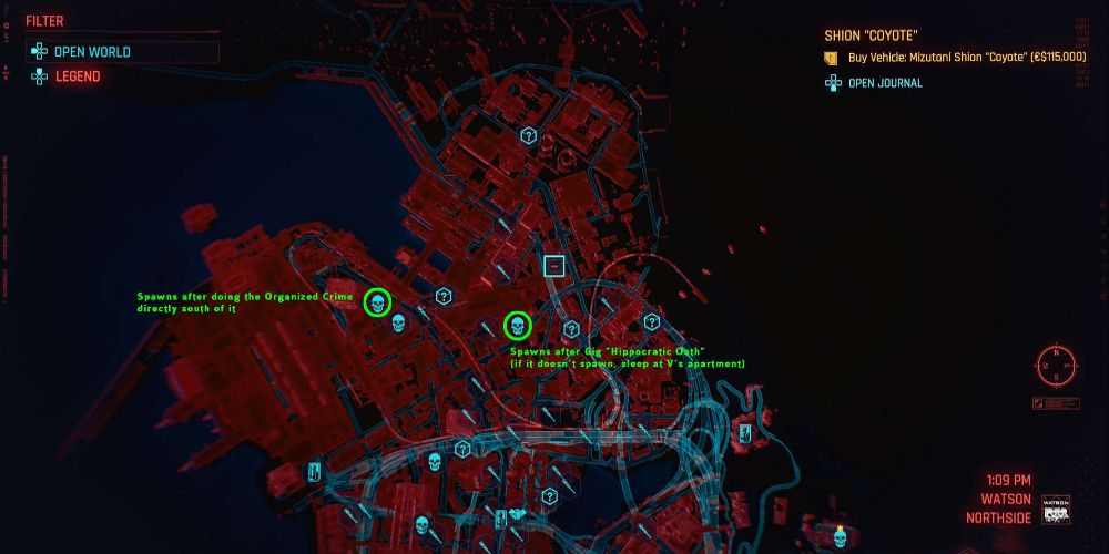 Um ícone de agitação lateral do NCPD é mostrado em Cyberpunk 2077