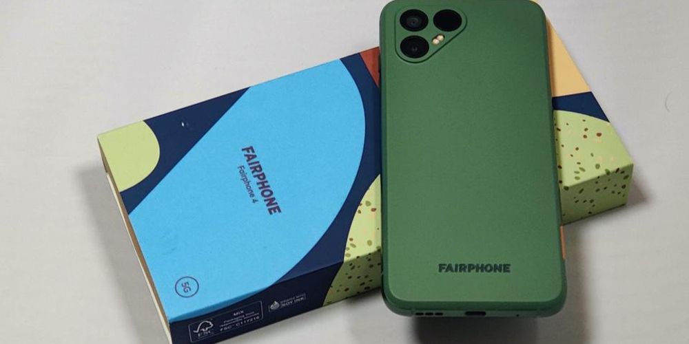 The Fairphone 4 is unboxed and displayed