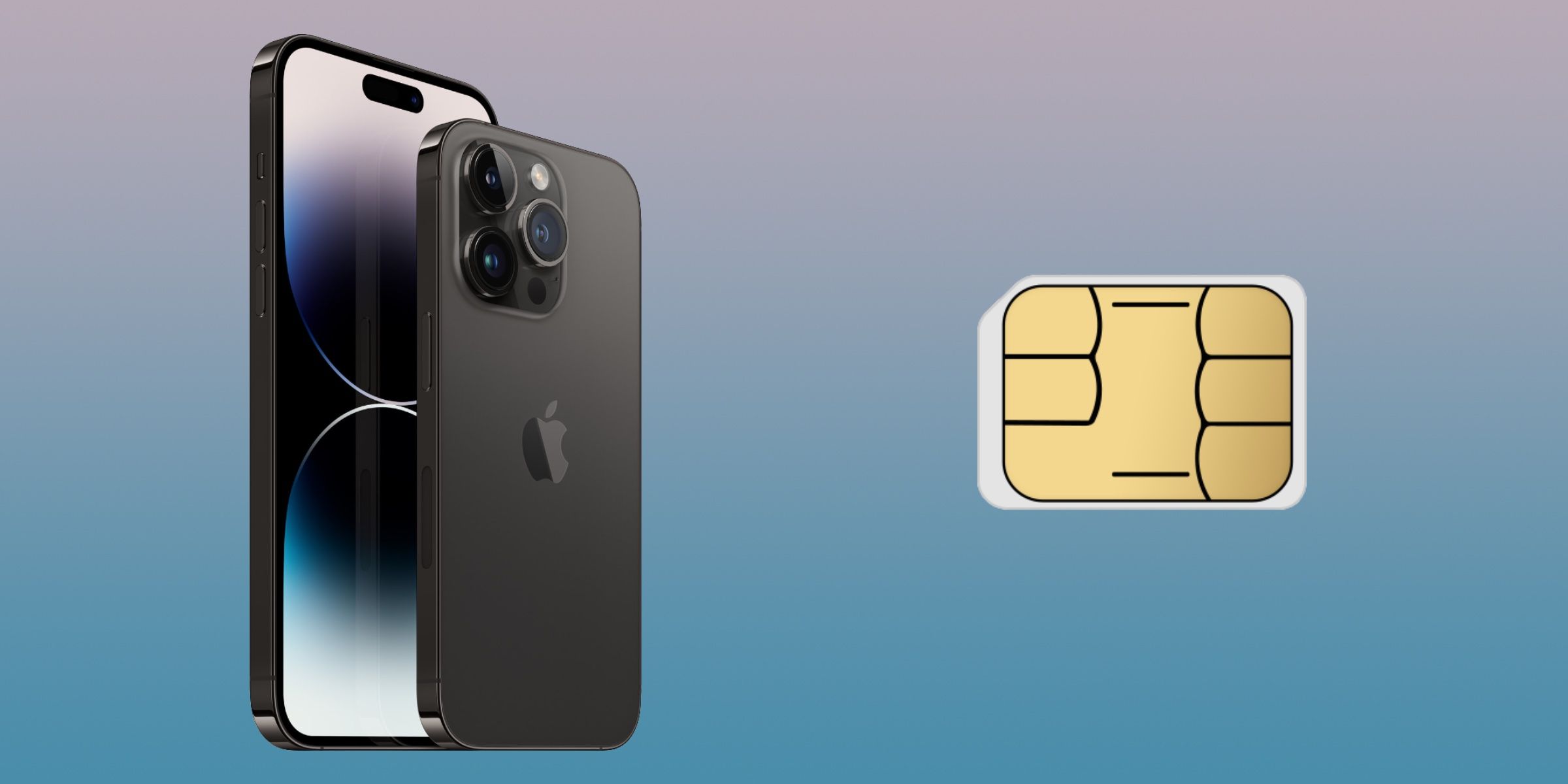 iPhone 14 Pro Max com maquete do cartão SIM.