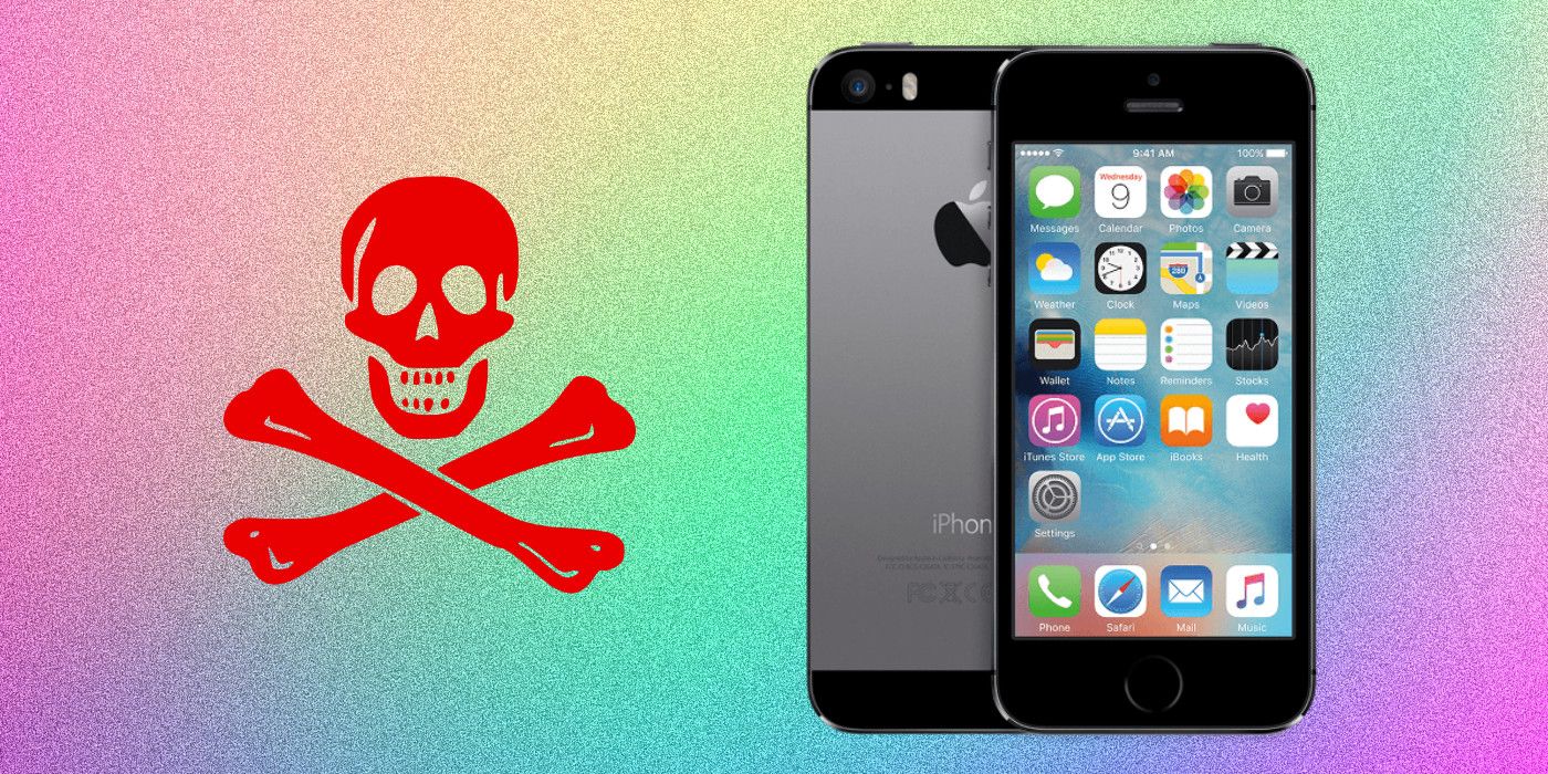 iPhone 5s with malware danger sign
