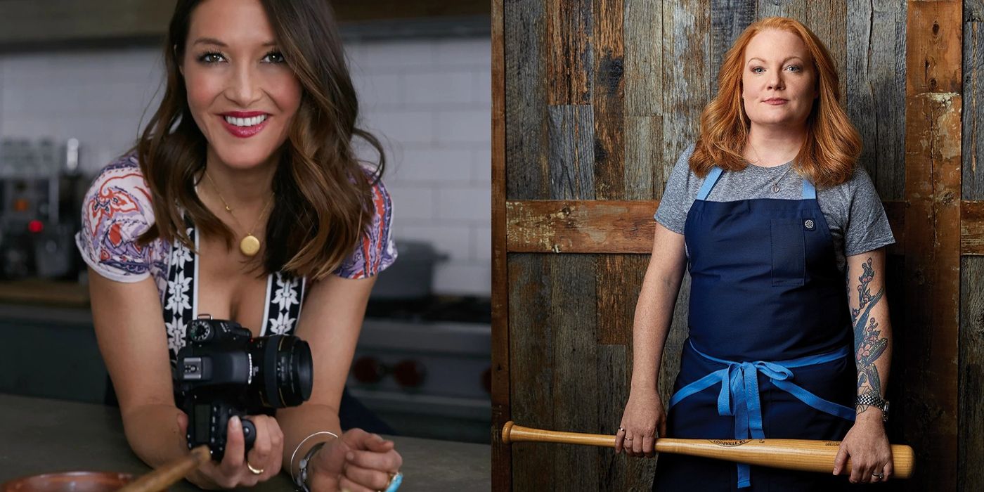 Top Chef's Candice Kumai takes food photos and Tiffani Faison poses with a baseball bat
