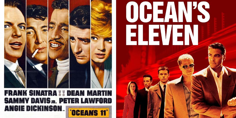 Poster for both Ocean's Eleven movies are pasted side by side