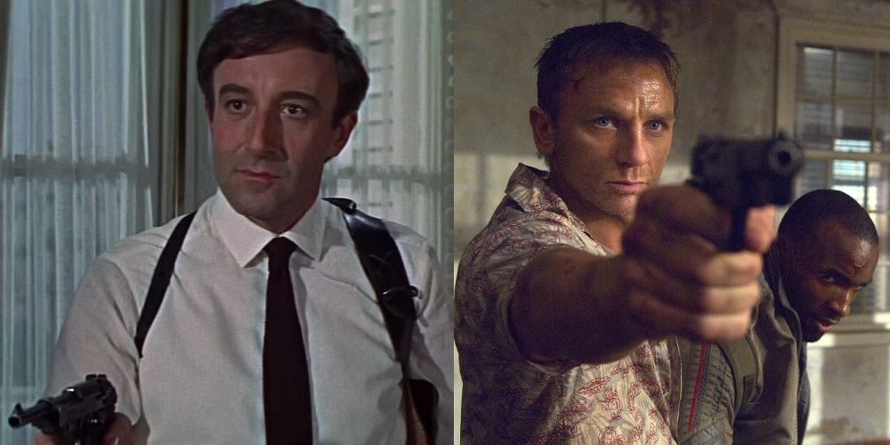 007 aims guns in both versions of Casino Royale