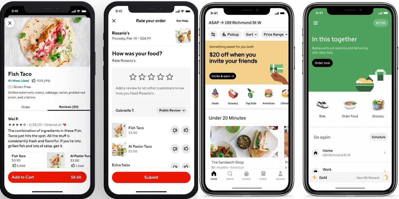 DoorDash and Uber Eats apps are displayed side by side