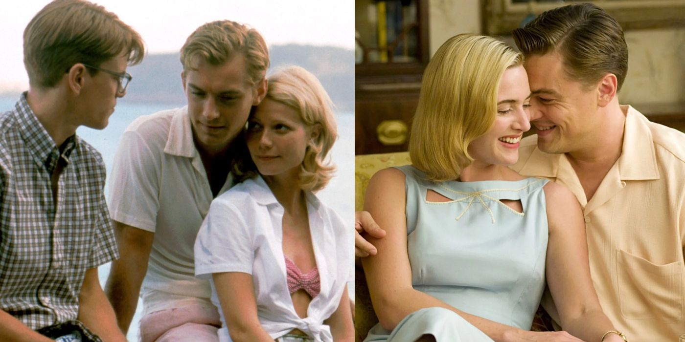 Tom, Dickie and Marge sit by the sea in The Talented Mr. Ripley and April and Frank embrace on the sofa in Revolutionary Road