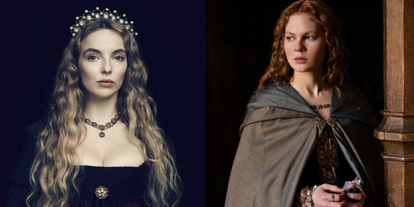 Elizabeth York and Queen Elizabeth stand side by side in The White Princess and Becoming Elizabeth