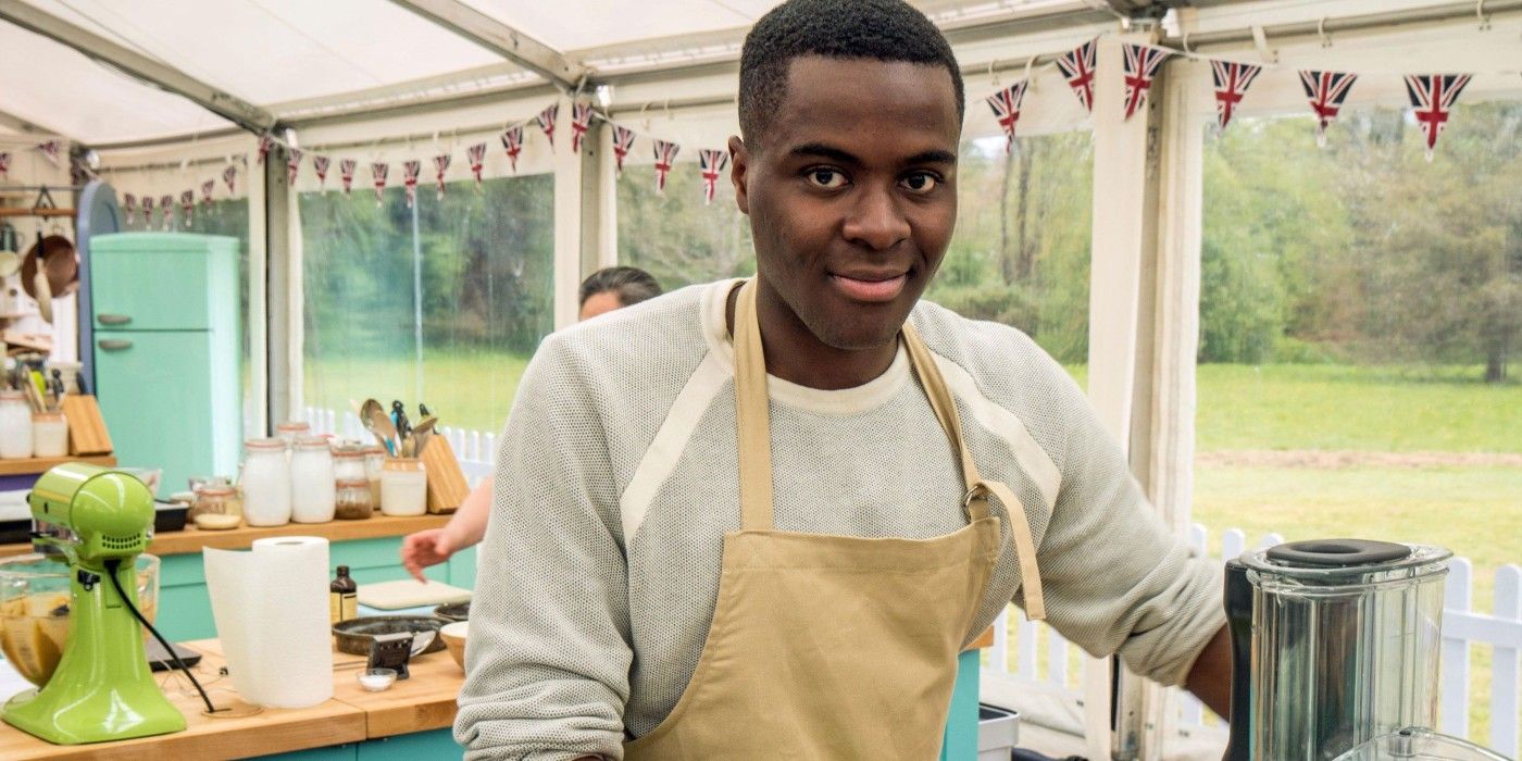 liam looking at the camera in bake off