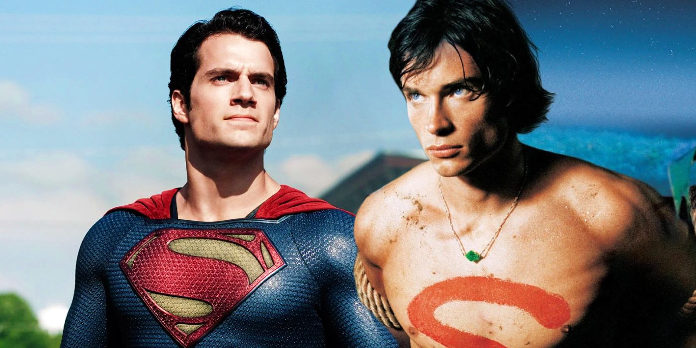 Henry Cavill as Superman in Man of Steel and Tom Welling as Clark Kent in Smallville