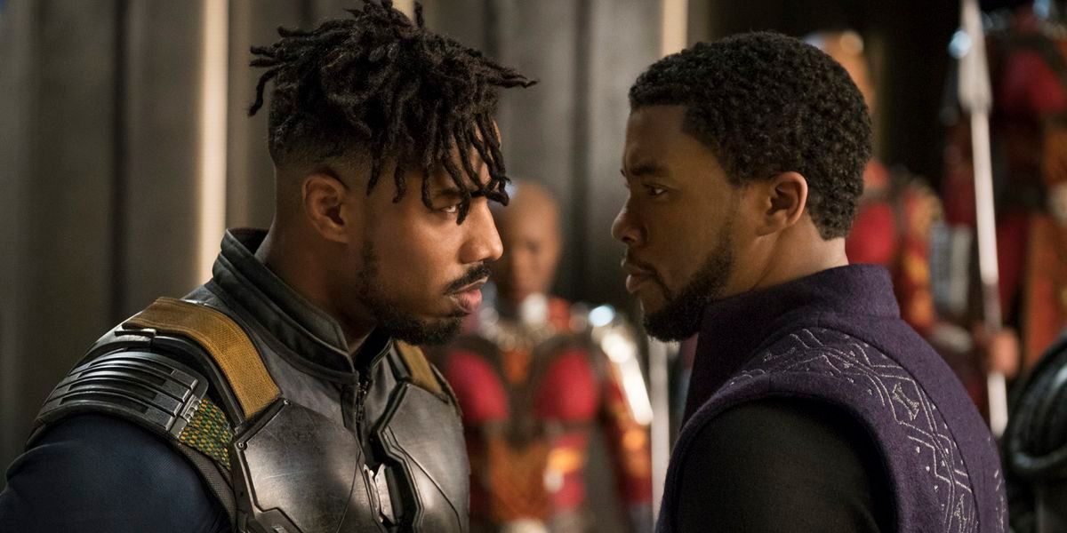 Killmonger and T'Challa confront each other in Black Panther