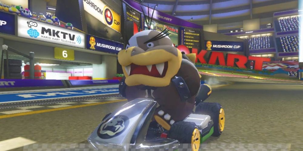 Morton drives Mario Kart Stadium in Mario Kart 8 