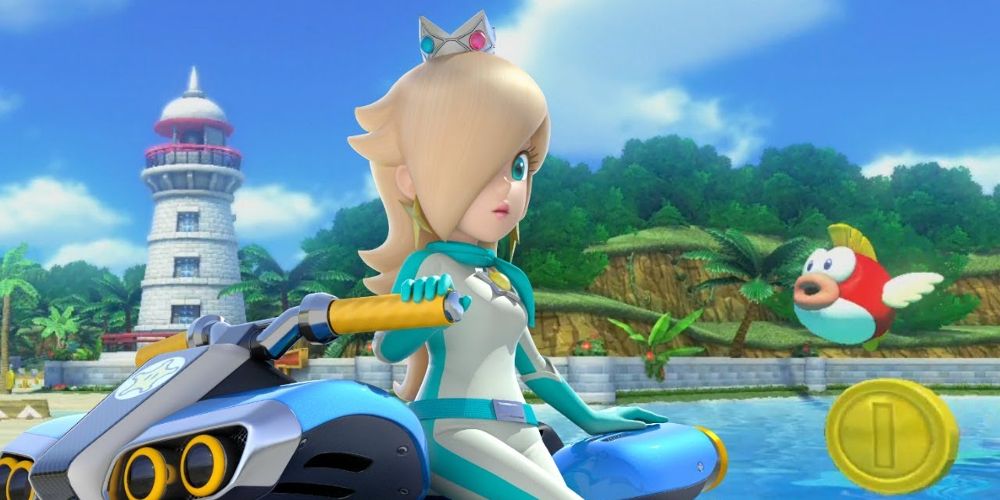 Rosalina berpose di Cheep Cheep Beach di Mario Kart 8