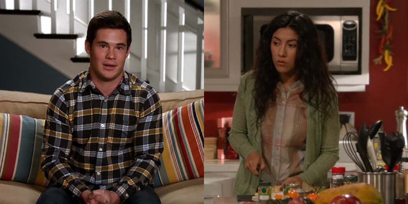 Split image of Andy and Sonia from Modern Family