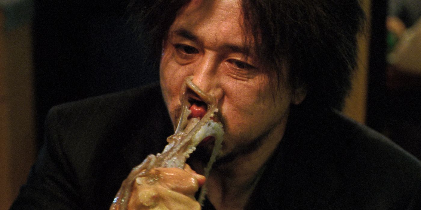 Oh Dae-su (Choi Min-sik) eats live octopus in Oldboy.