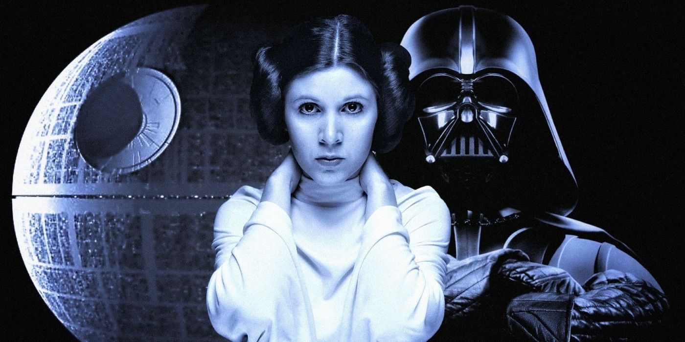 Princes Leia, Darth Vader and Death Star together